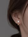 thumb 925 Sterling Silver Cubic Zirconia Geometric Minimalist Hook Earring 1