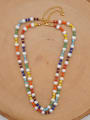 thumb Stainless steel Freshwater Pearl Multi Color Round Bohemia Necklace 0