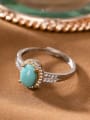thumb 925 Sterling Silver Turquoise Geometric Vintage Band Ring 2