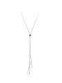 thumb 925 Sterling Silver Triangle Minimalist Lariat Necklace 4