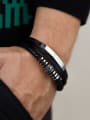 thumb Titanium Steel Artificial Leather Weave Hip Hop Strand Bracelet 2