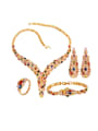 thumb Brass Cubic Zirconia Luxury Water Drop  Ring Earring Bangle And Necklace Set 0