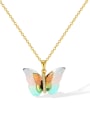 thumb Brass Glass Stone Butterfly Minimalist Necklace 0