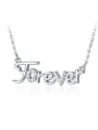 thumb 925 Sterling Silver Rhinestone White Letter Cute Necklace 0