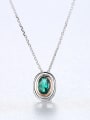 thumb 925 Sterling Silver Emerald Green Simple square pendant Necklace 2