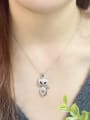 thumb 925 Sterling Silver Cubic Zirconia Icon Cat Cute Necklace 1