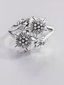 thumb 925 Sterling Silver Flower Vintage Band Ring 3