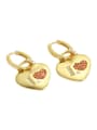 thumb Brass Cubic Zirconia Heart Vintage Huggie Earring 0