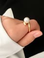 thumb Copper Imitation Pearl White Irregular Minimalist Band Ring 4