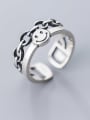 thumb 925 Sterling Silver Vintage smile Double layer Free Size Ring 1