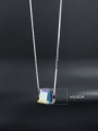 thumb 925 Sterling Silver Synthetic Crystal Square Minimalist Necklace 3