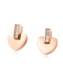 thumb Stainless steel Rhinestone Heart Minimalist Stud Earring 0