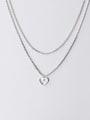 thumb 925 Sterling Silver Bead Chain Heart Minimalist Multi Strand Necklace 2