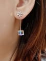 thumb 925 Sterling Silver Austrian Crystal Square Classic Drop Earring 1