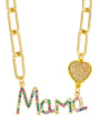 thumb Brass Cubic Zirconia Letter MAMA Minimalist Pendant Necklace 1