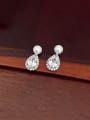 thumb 925 Sterling Silver Cubic Zirconia Water Drop Dainty Cluster Earring 0