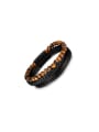 thumb Stainless steel Artificial Leather Weave Hip Hop Set Bangle 0