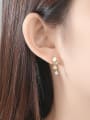 thumb 925 Sterling Silver Rhinestone Smooth Round Trend Drop Earring 1