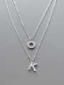 thumb 925 Sterling Silver Cubic Zirconia Letter Minimalist Multi Strand Necklace 0