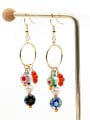 thumb Stainless steel Freshwater Pearl Multi Color Glass beads Ethnic Long   Hook Earring 3