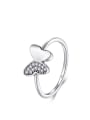 thumb 925 Sterling Silver Rhinestone Butterfly Cute Band Ring 2