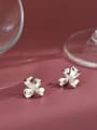 thumb 925 Sterling Silver Rhinestone Flower Vintage Stud Earring 1