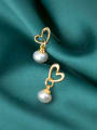 thumb 925 Sterling Silver Imitation Pearl Hollow Heart Minimalist Stud Earring 2