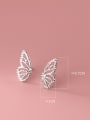 thumb 925 Sterling Silver Cubic Zirconia Butterfly Minimalist Stud Earring 3