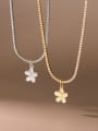 thumb 925 Sterling Silver Cubic Zirconia Flower Minimalist Necklace 0
