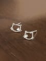 thumb 925 Sterling Silver Hollow Cat Cute Stud Earring 0