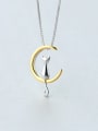 thumb 925 Sterling Silver  Minimalist Cute  Cat Moon  Necklace 0