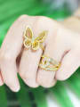 thumb Brass Cubic Zirconia Butterfly Vintage Band Ring 1