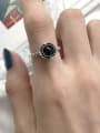 thumb 925 Sterling Silver Carnelian Black Round Minimalist  Free Size Band Ring 1