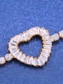 thumb Brass Cubic Zirconia Heart Dainty Adjustable Bracelet 3