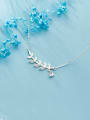 thumb 925 Sterling Silver With Platinum Plated Minimalist Leaf Necklaces 0
