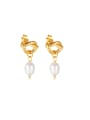thumb Titanium Steel Freshwater Pearl Heart Hip Hop Drop Earring 0