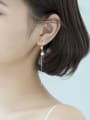 thumb 925 Sterling Silver Imitation Pearl White Tassel Trend Threader Earring 1
