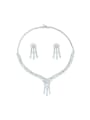 thumb Tassel Brass Cubic Zirconia Statement Earring and Necklace Set 2