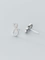 thumb 925 Sterling Silver With  Cubic Zirconia Minimalist Number 8 Stud Earrings 1