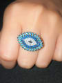 thumb Brass Cubic Zirconia Evil Eye Statement Cocktail Ring 1