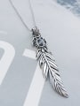 thumb 925 Sterling Silver Cubic Zirconia Feather Pendant Necklace 2