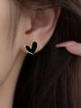 thumb 925 Sterling Silver Acrylic Heart Minimalist Stud Earring 1