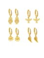 thumb Brass Cubic Zirconia Wing Vintage Huggie Earring 0