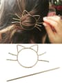 thumb Alloy Minimalist  Concave and convex hollow cat hairpin 0