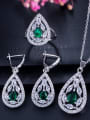thumb Drop Brass Cubic Zirconia Luxury Water  Earring and Necklace Set 2