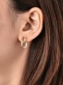 thumb Brass Cubic Zirconia  Minimalist Hollow Geometric Chain  Drop Earring 1