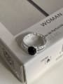 thumb 925 Sterling Silver Obsidian Geometric Vintage Band Ring 2