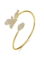 thumb Copper Cubic Zirconia Butterfly Trend Cuff Bangle 0
