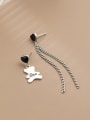 thumb 925 Sterling Silver Vintage  Asymmetric chain love bear Threader Earring 2