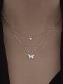 thumb 925 Sterling Silver Cubic Zirconia Butterfly Dainty Multi Strand Necklace 3